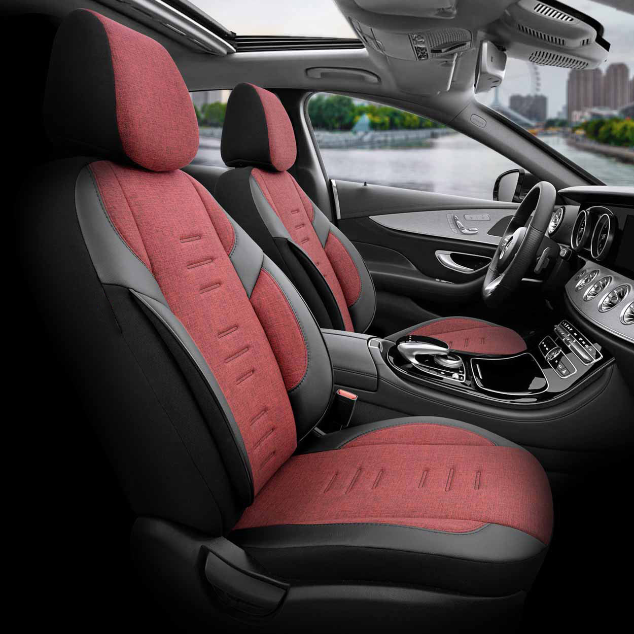 Komplet pokrowców na fotele samochodowe OTOM THRONE 103 RED 3-ZIP — ujęcie 2