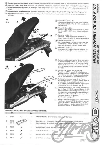 Stelaż kufra centralnego SHAD do Hondy HORNET CB600F — ujęcie 2