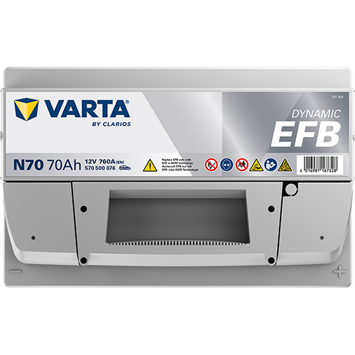 Akumulator 70 Ah 760A 278×175×190/P+ EFB Start-stop Varta 570500076K262 — ujęcie 4