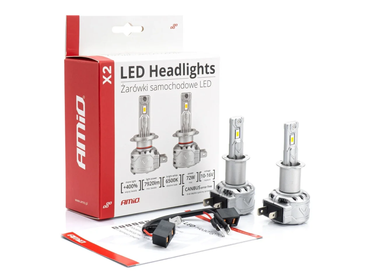Żarówki samochodowe H3 LED X2 Series AMIO — ujęcie 3