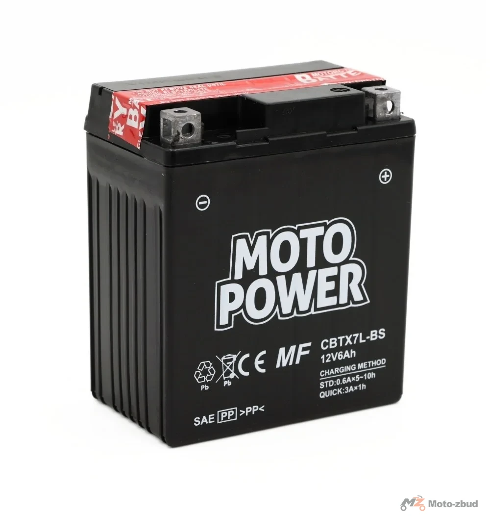 Akumulator MOTO power 12 V/6 Ah CBTX7L-BS suchoładowany (-+) (wys.x szer.x dł.) (130*70*113) (pakowane po 8 sztuk) (nr rej.E0011444BW)