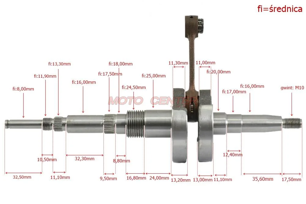 Wał korbowy 50 cm³ skuter 2T Suzuki Address — ujęcie 4