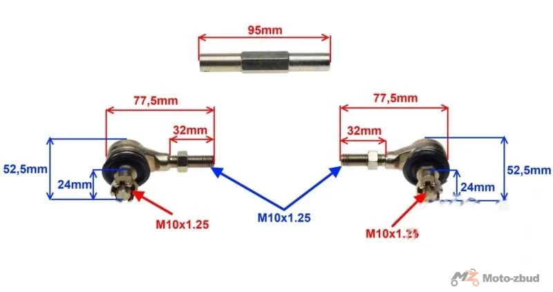 Drążek kierowniczy z końcówkami mini ATV50/110/125 — ujęcie 3