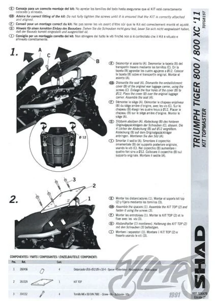 Stelaż kufra centralnego SHAD do Triumph Tiger 800 XC / Tiger 800 XR — ujęcie 2