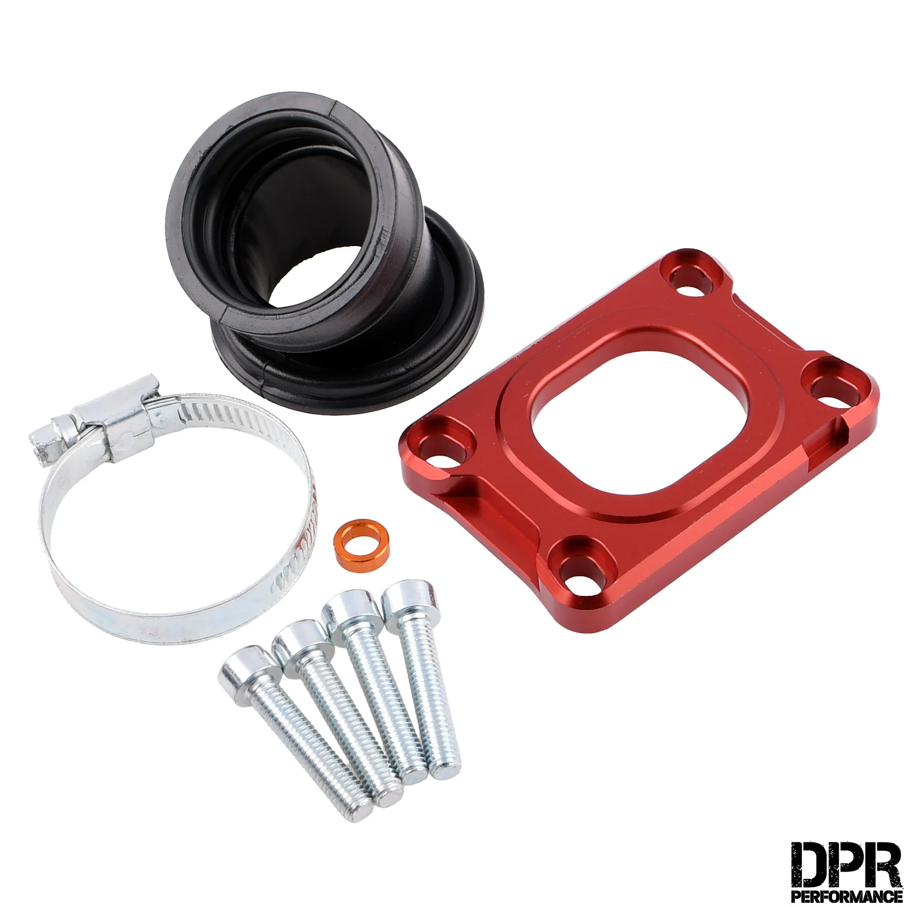 Króciec ssący DPR Performance 360 19-28 mm CNC czerwony Minarelli AM6 / Derbi Senda LC — ujęcie 1