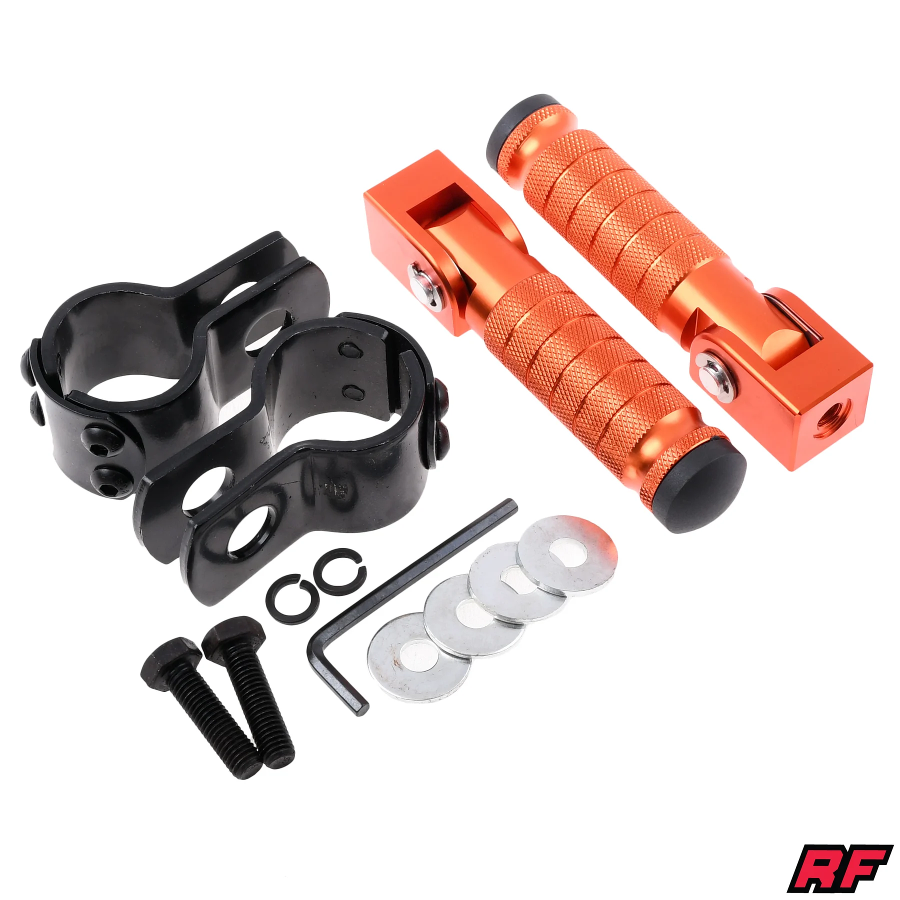 Podnóżek pasażera uniwersalny aluminium CNC pomarańczowy Racing Force kpl. — ujęcie 1