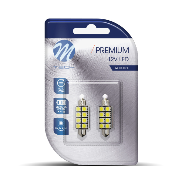 Żarówka LED C5W 41 mm 8-SMD 5050 CANBUS B 2 M-Tech LB327W — ujęcie 3