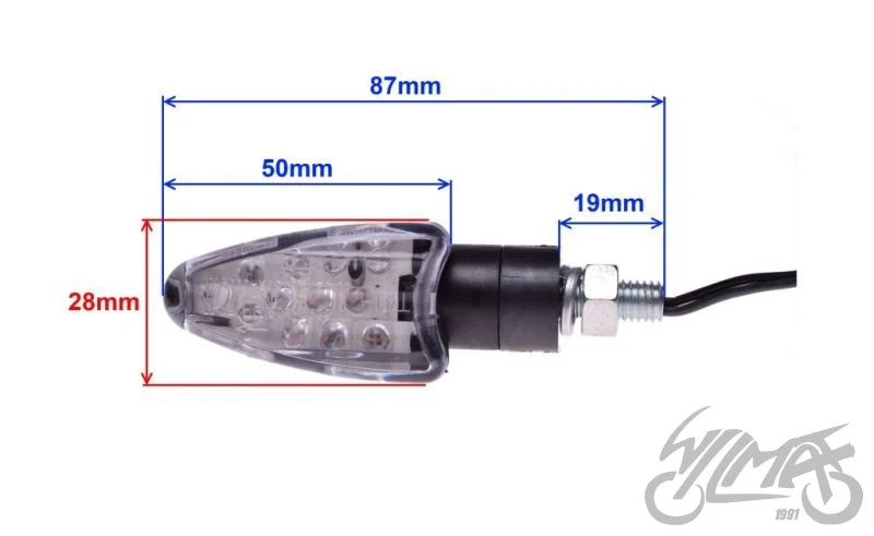 Kierunkowskazy LED 12 V — owalne, biały klosz, para AM1301 — ujęcie 4