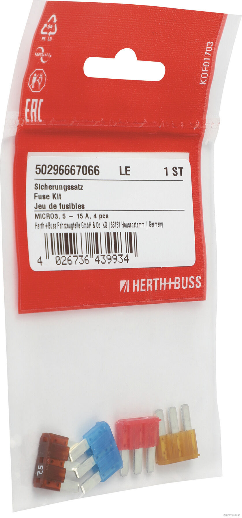Zestaw bezpieczników płaski MICRO3, 4 szt. HERTH+BUSS 50296667066 — ujęcie 2