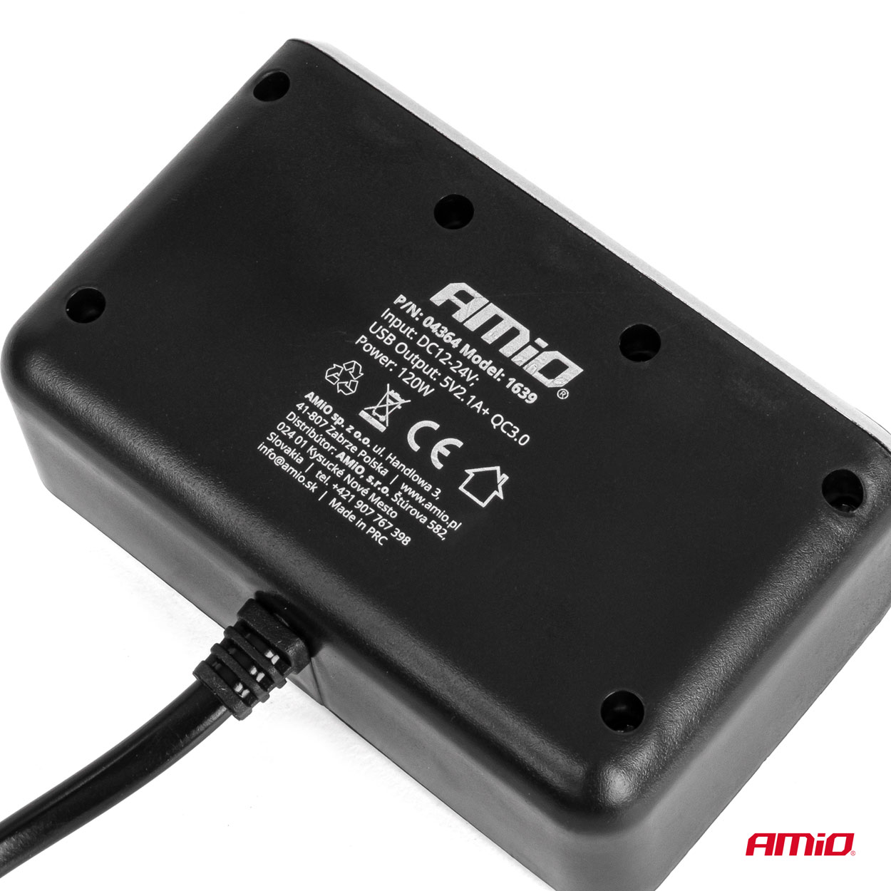 Rozdzielacz gniazda zapalniczki z ładowarką 2x USB-A QC3.0 12 V 24 V 120 W 80 cm — ujęcie 5