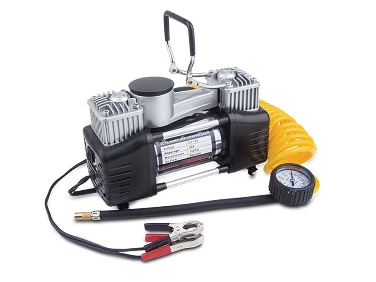 Kompresor samochodowy 12V metalowy 2 cylindry 12V — ujęcie 3