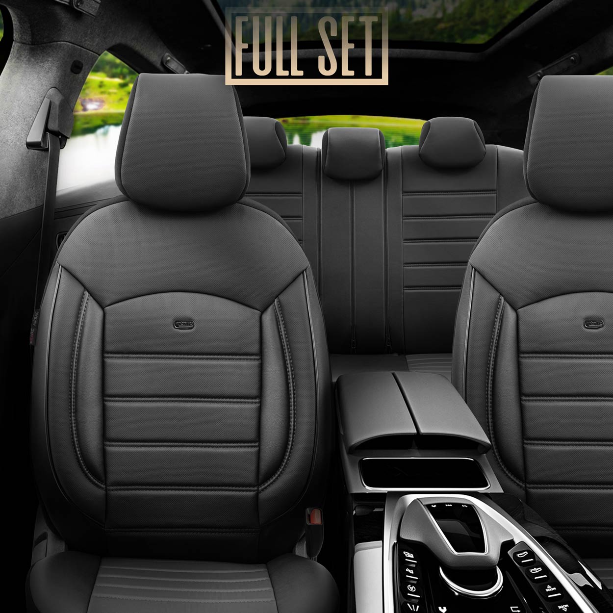 Komplet pokrowców na fotele samochodowe OTOM INSPIRE 3501 BLACK ECO-LEATHER 3-ZIP — ujęcie 8