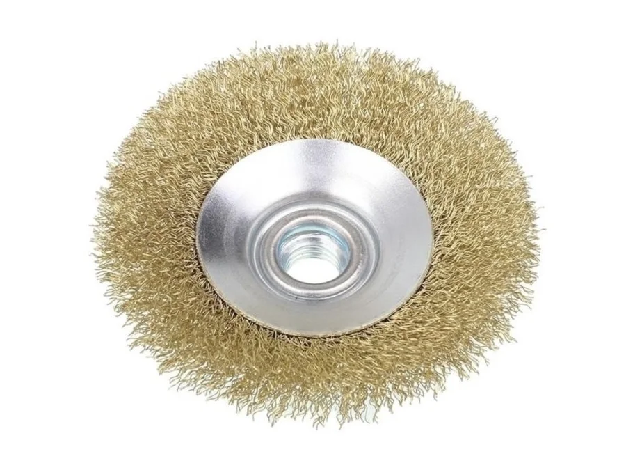 Szczotka tarczowa do szlifierki 100 mm # nakrętka M14x2 # mosiądz 0.3 mm — ujęcie 3