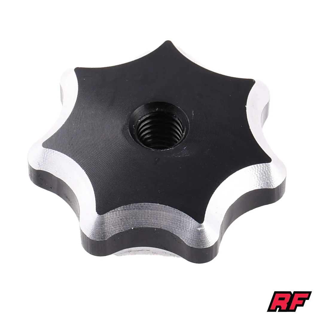 Nakrętka pokrywy bocznej / silnika Simson M6 aluminium CNC czarna Racing Force — ujęcie 1