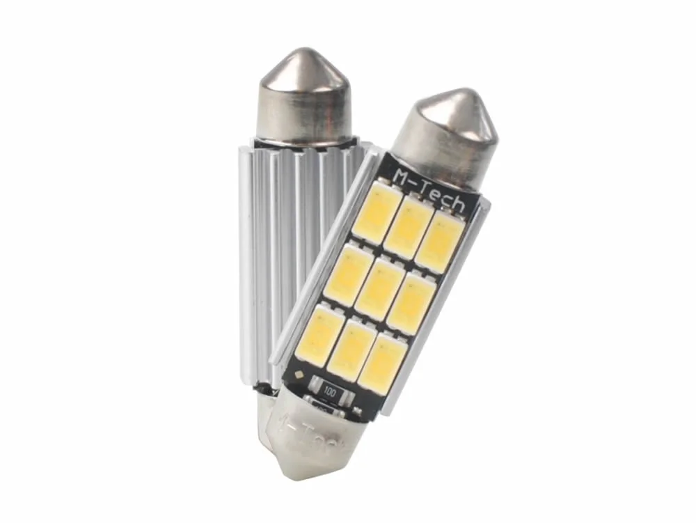 Żarówka rurkowa SV8.5 12V 41mm 9xSMD5630 LED CANBUS biała ciepła M-TECH PLATINUM (1szt.) — ujęcie 3