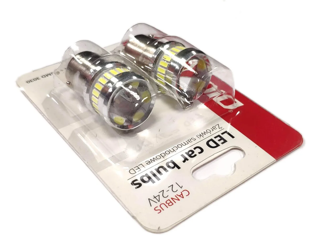 Żarówka BA15S 12V/24V 24+6 xSMD LED CANBUS biała AMIO (2szt.) — ujęcie 5