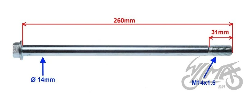 Oś wahacza tył fi14 × 260 do Junaka 901 sport — ujęcie 2