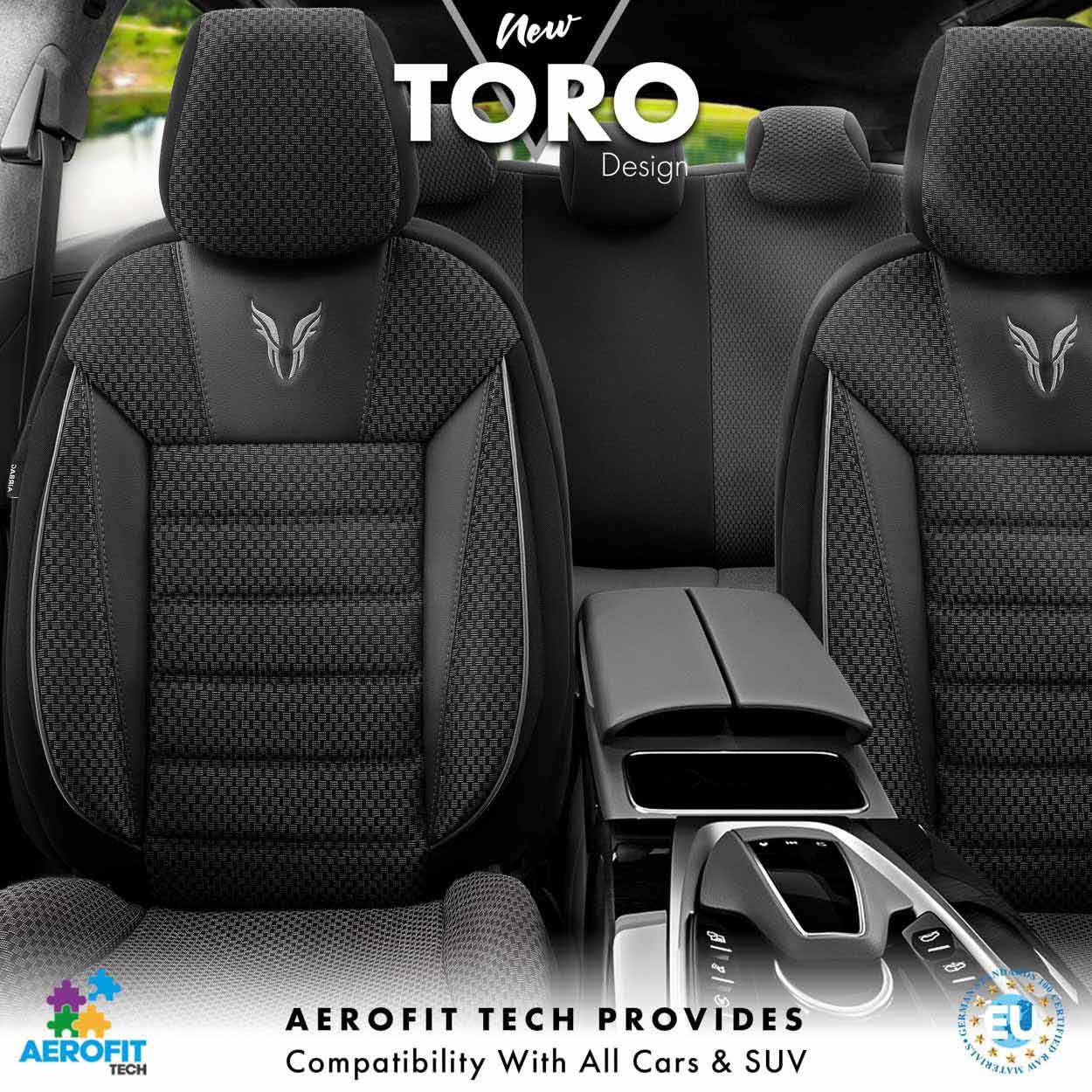 Komplet pokrowców na fotele samochodowe OTOM TORO 902 BLACK/SMOKED NZ — ujęcie 2