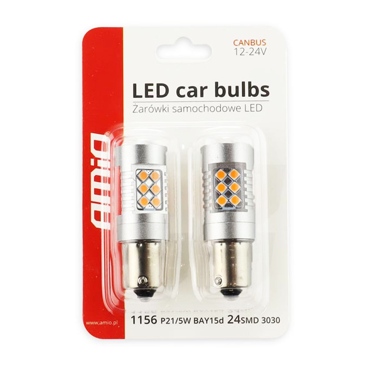 Żarówki LED CANBUS BAU15S PY21W Pomarańczowa Amber 12 V 24 V — ujęcie 8
