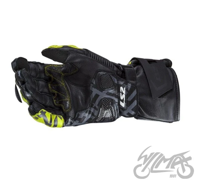 Rękawice motocyklowe LS2 Feng Racing Black H-V Yellow S  — czarny / żółty H-V — rozmiar S — ujęcie 2