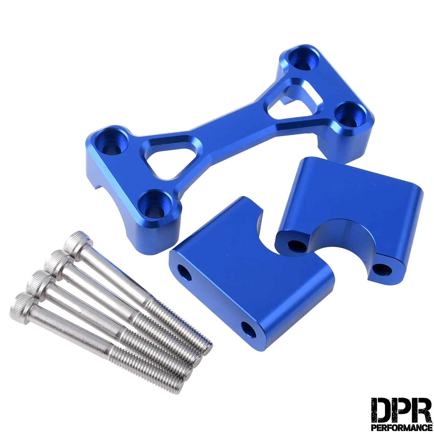 Zacisk kierownicy Simson S51 S50 aluminium CNC V1 niebieski kpl. DPR Performance — ujęcie 1