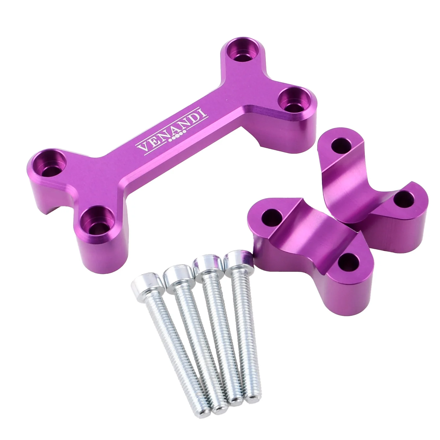 Zacisk kierownicy Simson S51 S50 aluminium CNC fioletowy kpl. Venandi — ujęcie 1