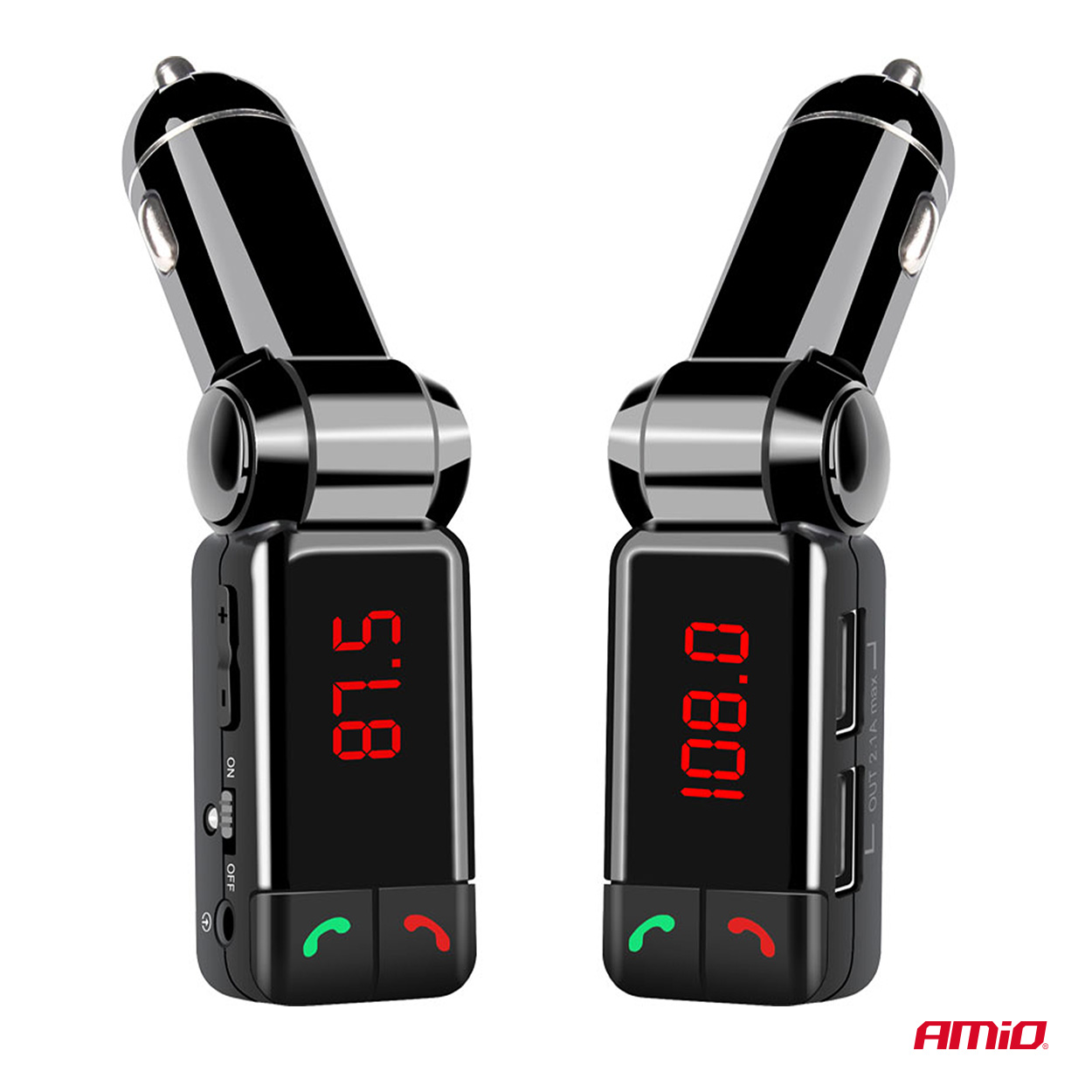 Transmiter samochodowy FM składany 2×USB-A 12 V 24 V — ujęcie 5