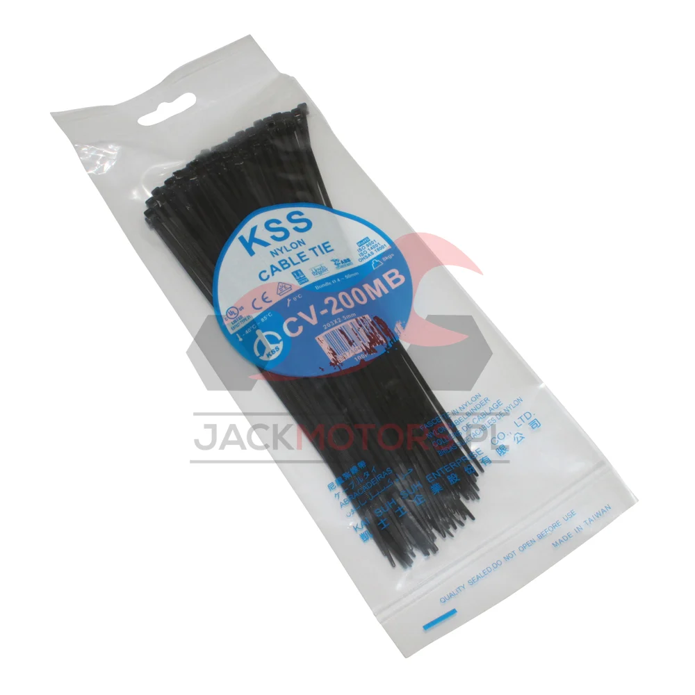 Opaska zaciskowa P2R nylon 2,5 × 200 mm czarna zestaw — ujęcie 1