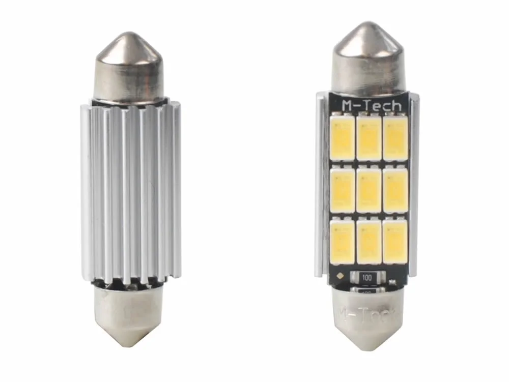 Żarówka rurkowa SV8.5 12V 41mm 9xSMD5630 LED CANBUS biała ciepła M-TECH PLATINUM (1szt.) — ujęcie 4