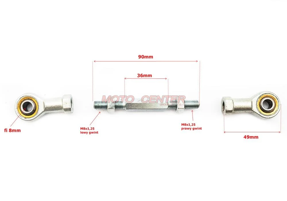 Drążek kierowniczy z końcówkami P+L ATV50 długość 90/145 mm — ujęcie 2