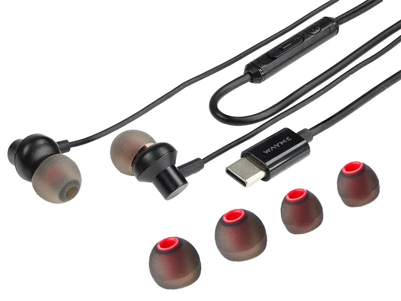 Słuchawki douszne przewodowe z mikrofonem\ wtyczka usb-c wayme — ujęcie 2