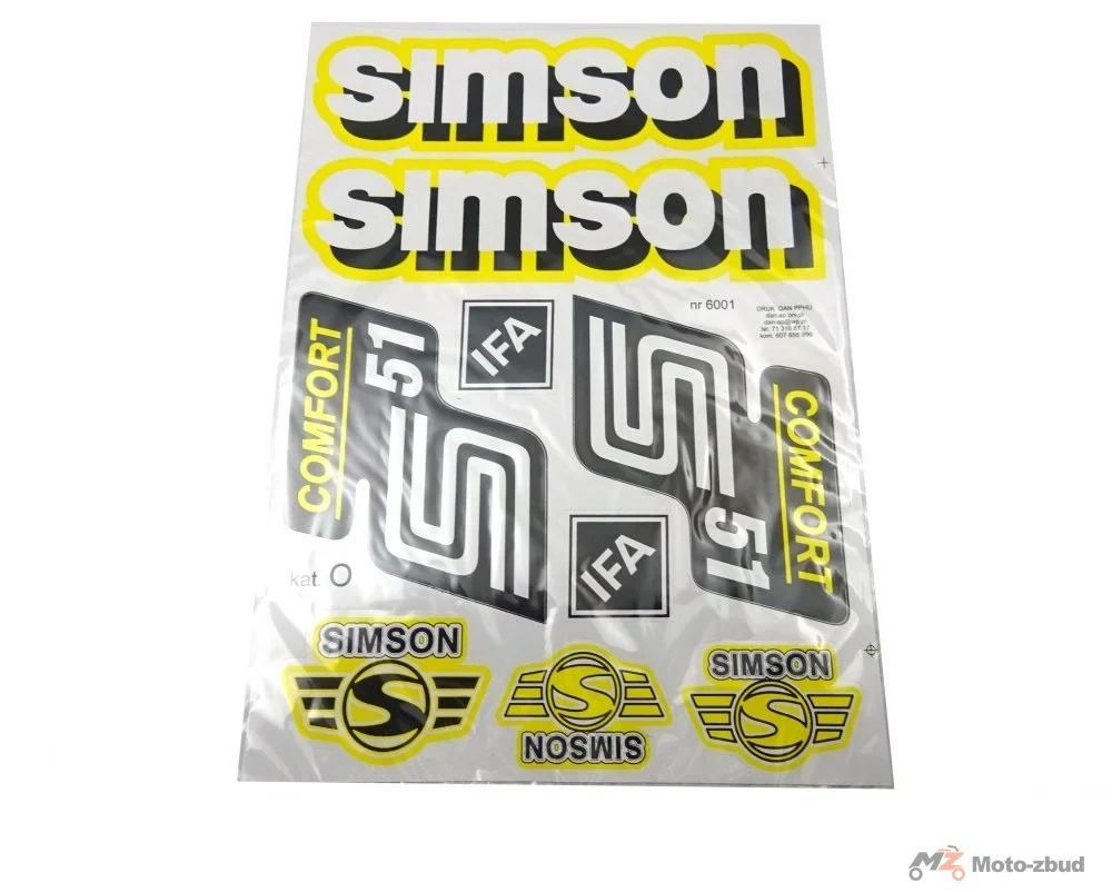 Nalepka Simson S-51 electronik niebieski - komplet na pojazd (9szt)