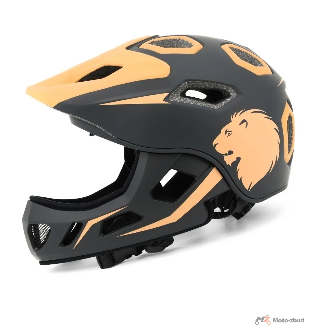 Kask rowerowy BTM-F1-S pełna szczęka lew złoty 52-56 cm — ujęcie 2