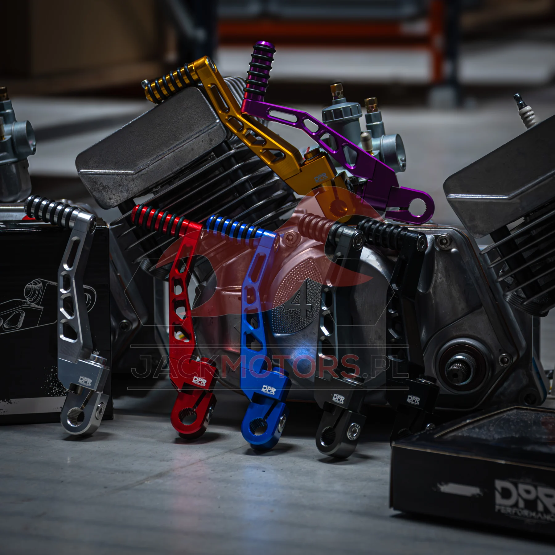 Dźwignia startera Simson S51 fioletowa aluminium CNC racing DPR Performance — ujęcie 8