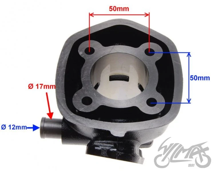 Cylinder Minarelli LC poziomy — wariant 70, 47 mm, komplet — ujęcie 2