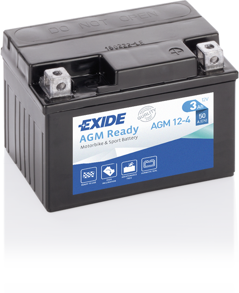 Akumulator motocyklowy AGM 12 V 3 Ah 50A / 113×70×85 mm / P+ EXIDE AGM12-4