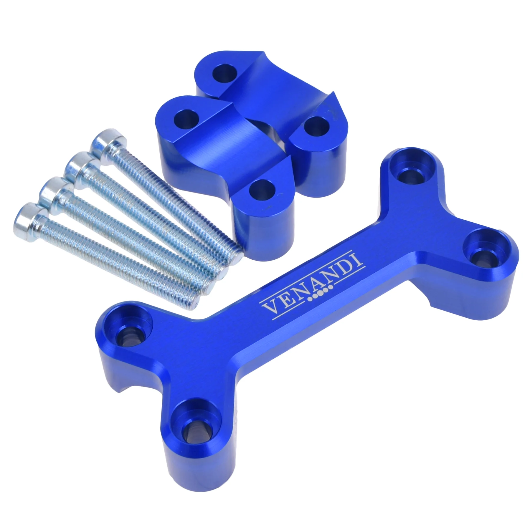 Zacisk kierownicy Simson S51 S50 aluminium CNC niebieski kpl. Venandi — ujęcie 1