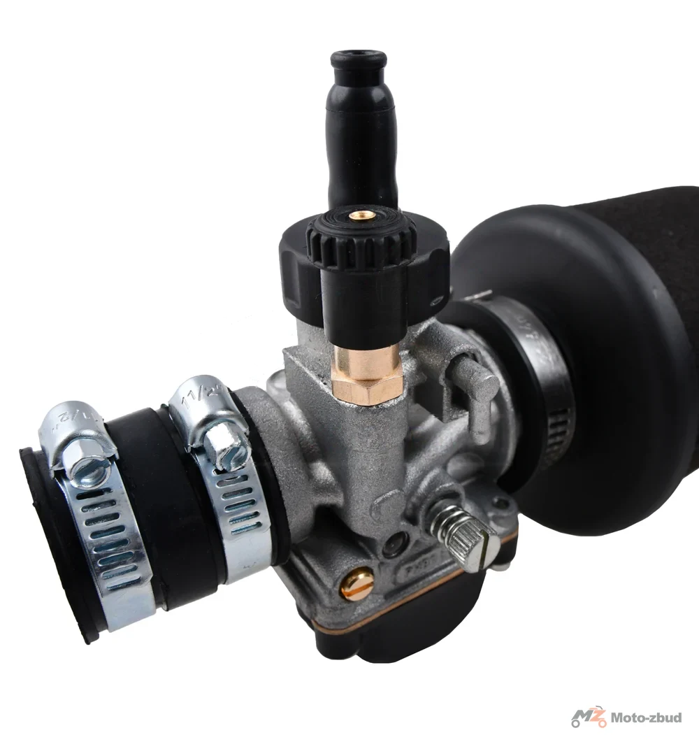 Gaźnik WSK 125 21 mm + króciec + filtr powietrza gąbka Dellorto italy · ssanie ręczne — ujęcie 3