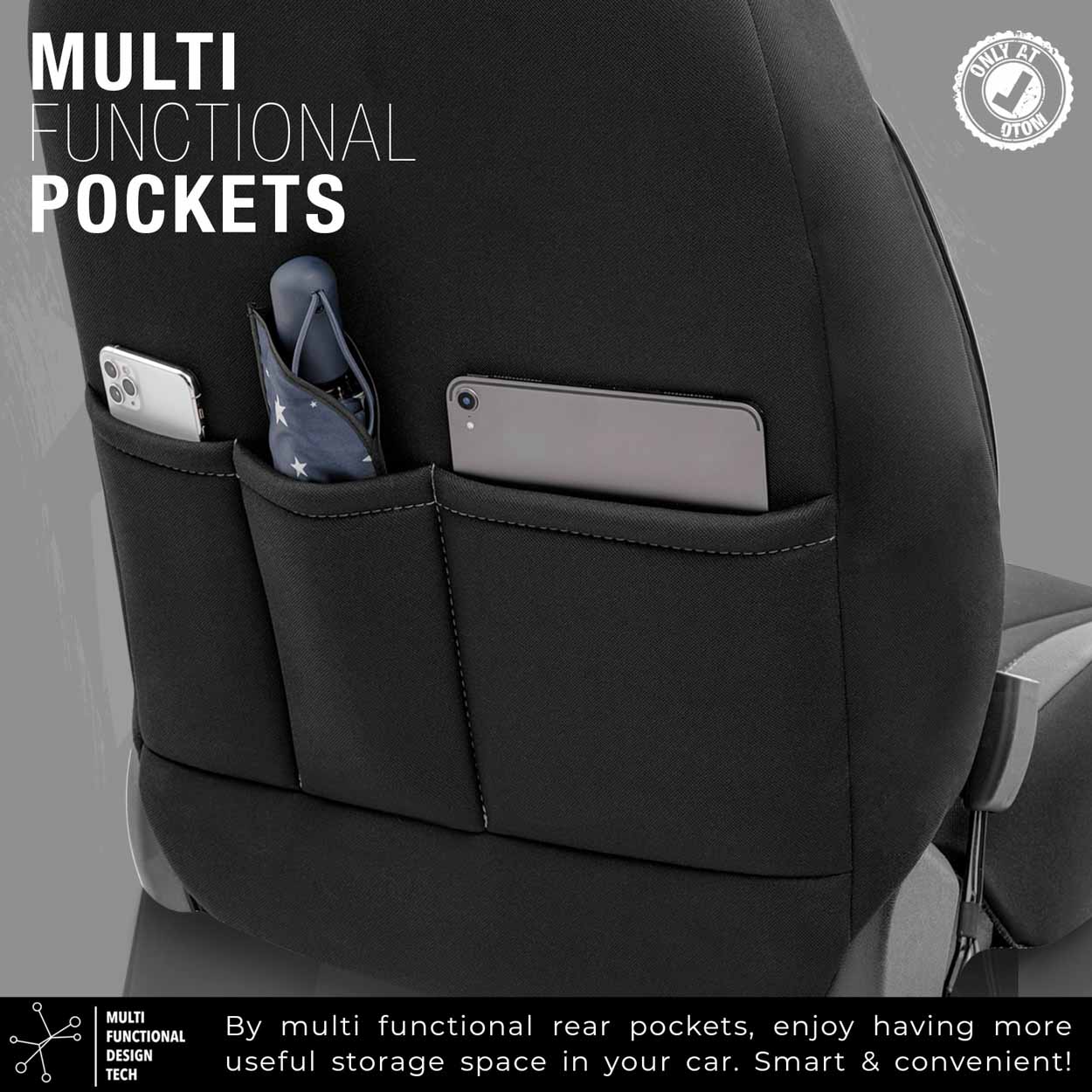 Komplet pokrowców na fotele samochodowe OTOM LIMITED 102 BLACK/GREY 3-ZIP — ujęcie 7