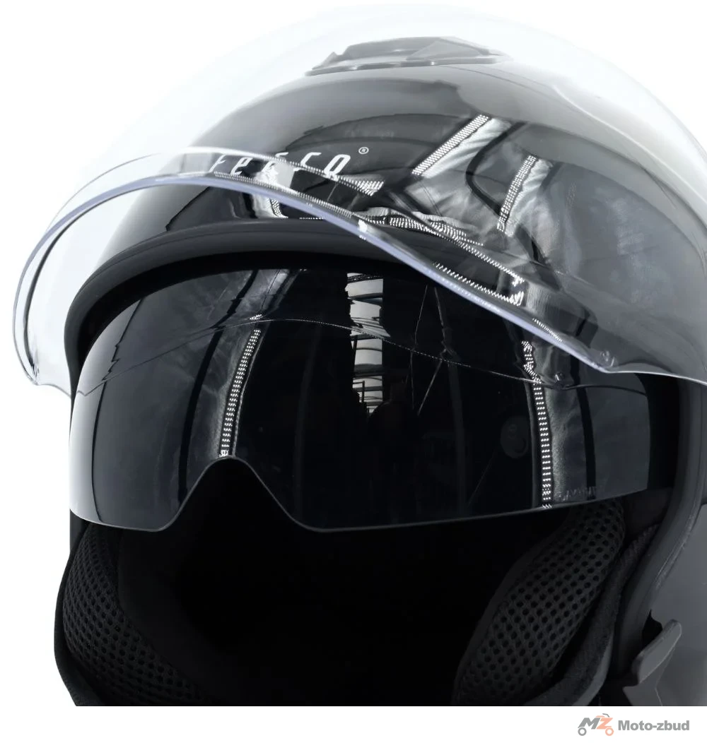 Kask Ferro OF839 z szybą i blendą przeciwsłoneczną bez szczęki czarny XS — ujęcie 3