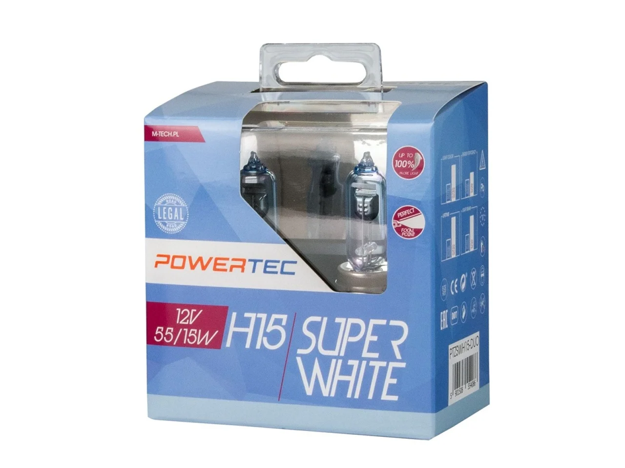 Żarówka H15 12V 55/15W POWERTEC Super White 2szt. DUO — ujęcie 2