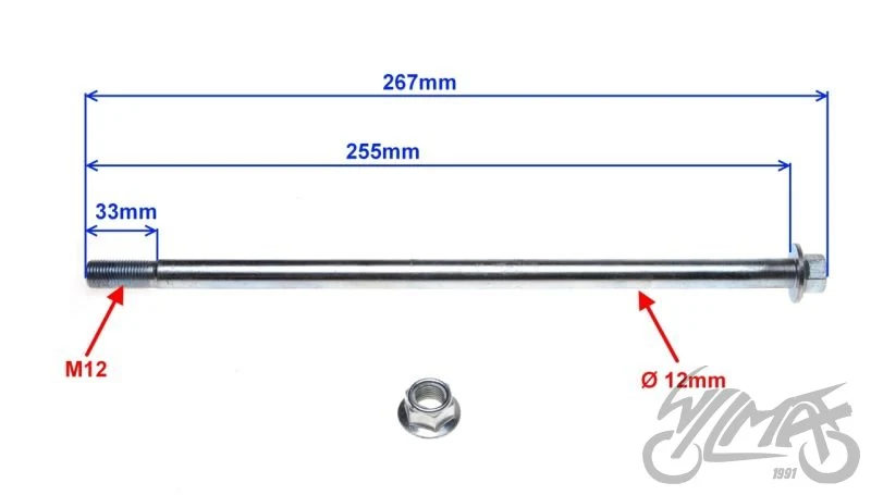 Oś koła przód ø12 × 255 — Jonway Shotgun — ujęcie 2