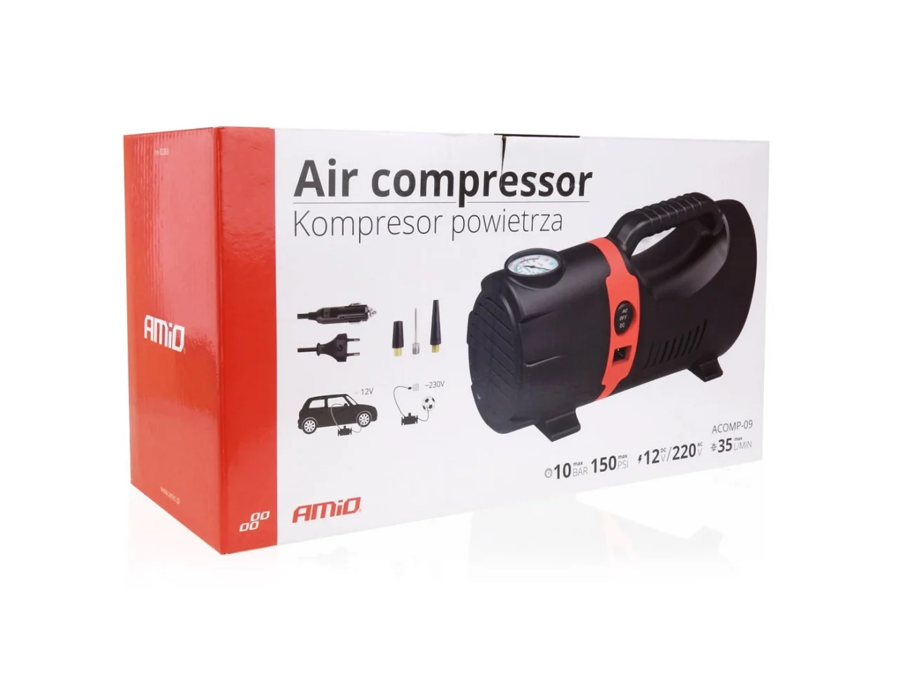 Kompresor samochodowy 12V/230V AMIO Acomp-09 — ujęcie 4
