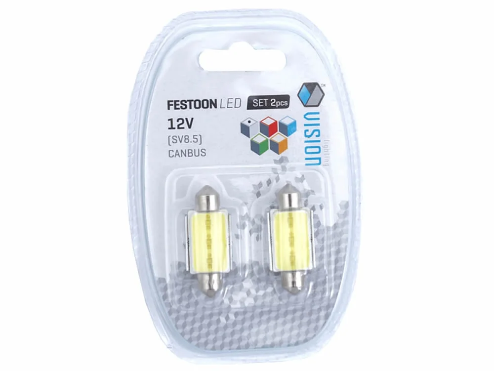 Żarówka rurkowa SV8.5 12V 39mm 1 COB LED CANBUS biała (2szt) — ujęcie 2