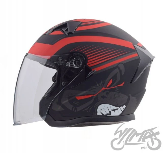 Kask otwarty Awina JK528, czarno czerwony mat — rozmiar M — ujęcie 2