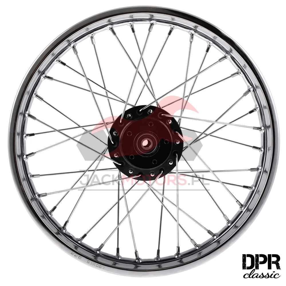 Koło jezdne Simson S51 1,60 × 16 chrom DPR Classic czarna piasta + szprychy chrom — ujęcie 1