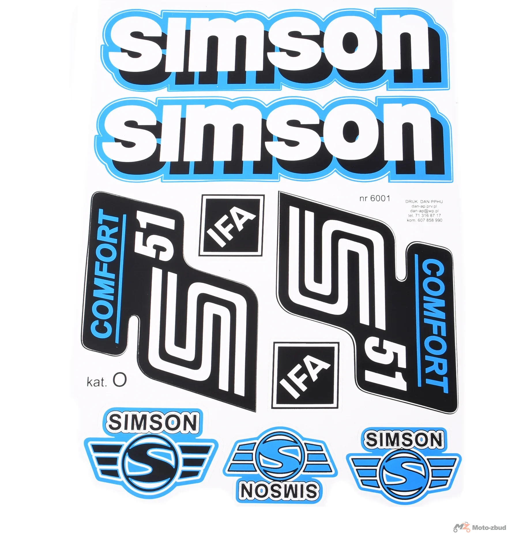 Naklejka Simson S51 comfort niebieska kpl.