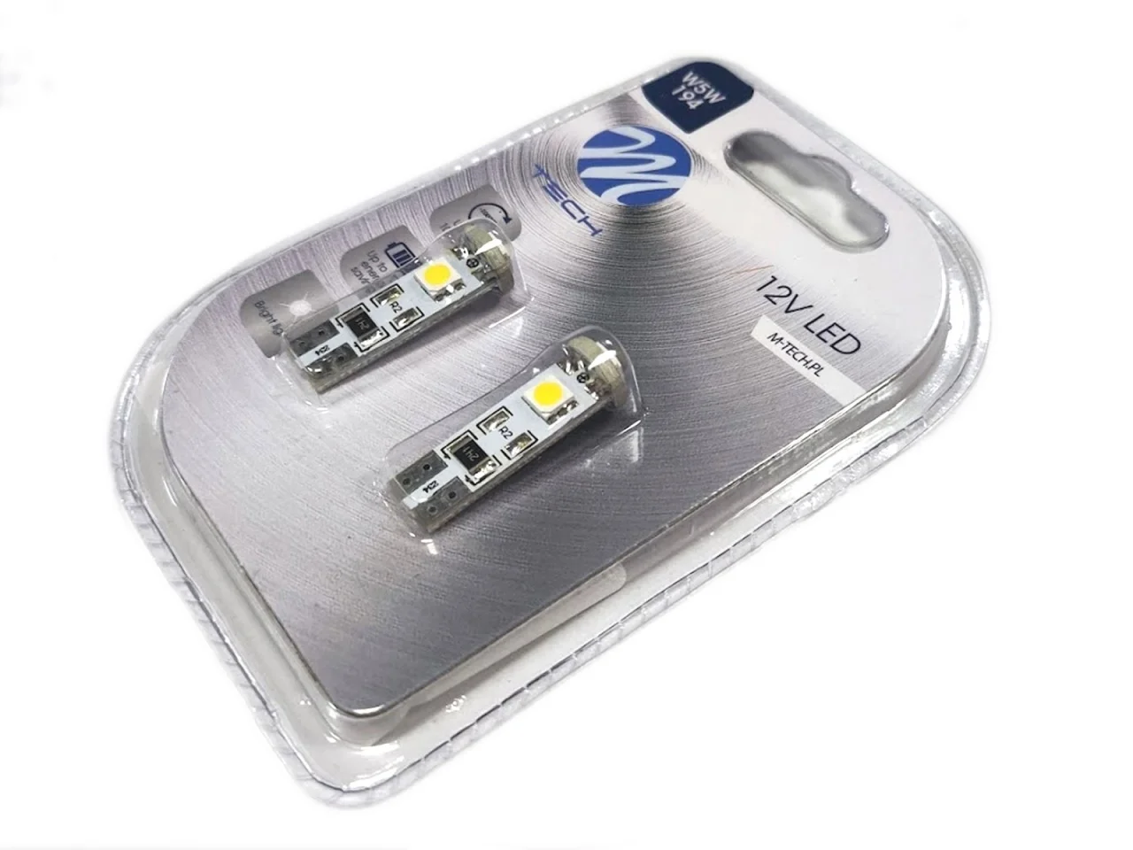 Żarówka W5W T10 12V 3 LED SMD5050 CANBUS biała (2szt.) — ujęcie 2
