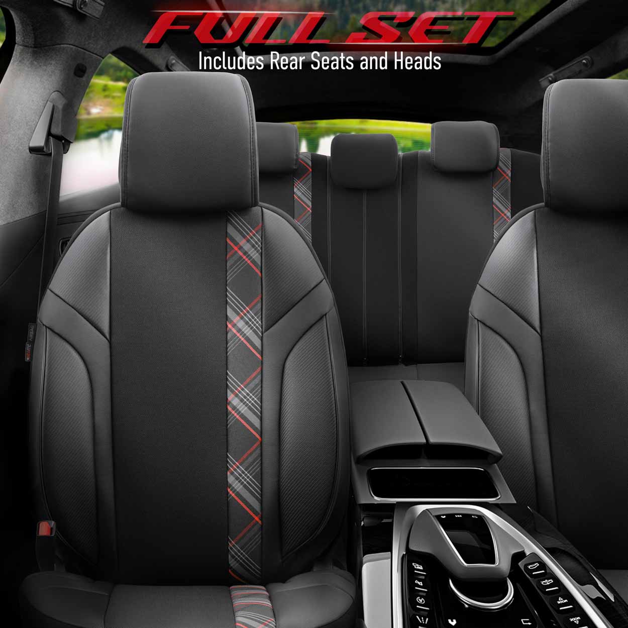 Komplet pokrowców na fotele samochodowe OTOM HORIZON 1801 RED 3-ZIP — ujęcie 11