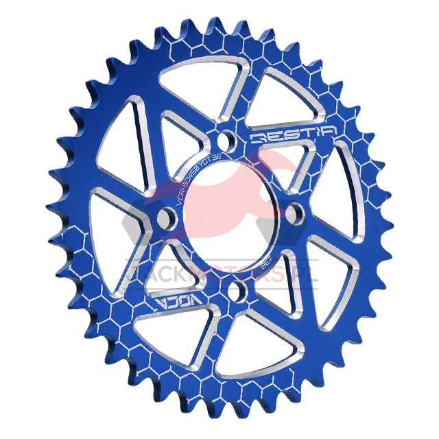 Zębatka tylna VOCA racing aluminium CNC 38Z Yamaha DT 50 · niebieska — ujęcie 2